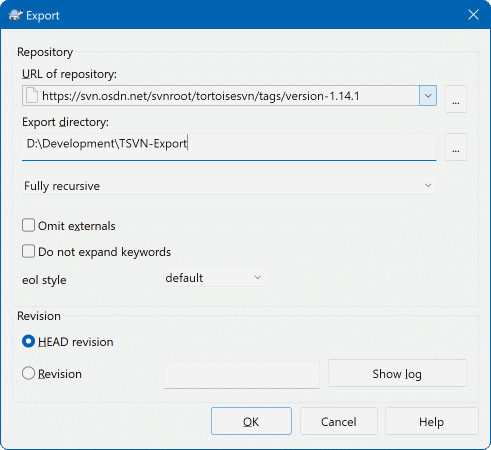 The Export-from-URL Dialog