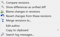 Top Pane Context Menu for 2 Selected Revisions