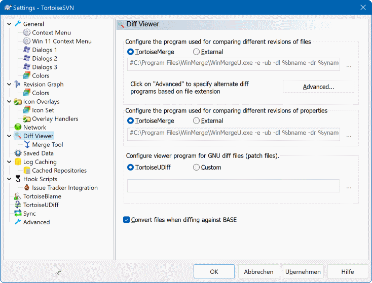 The Settings Dialog, Diff Viewer Page